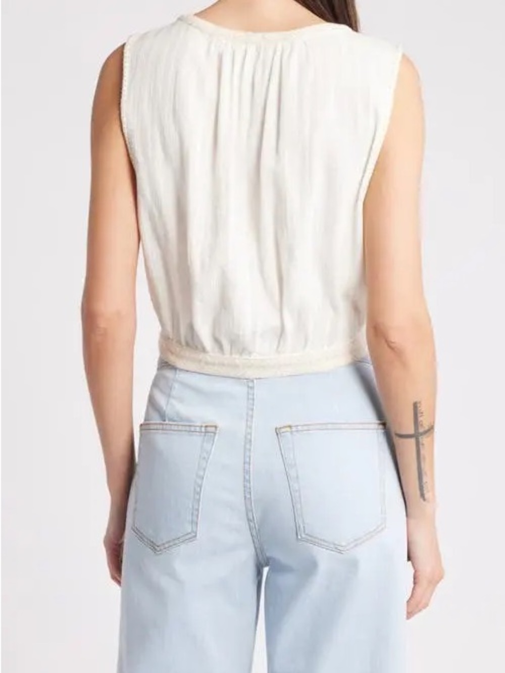 Faherty Isla Embroidered Organic Cotton Sleeveless Button-Up Tank Size S - Picture 8 of 11
